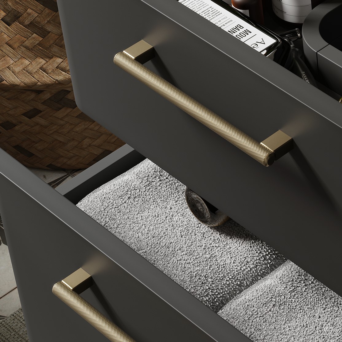 Saneux MADRID Knurled Brushed Brass Handles