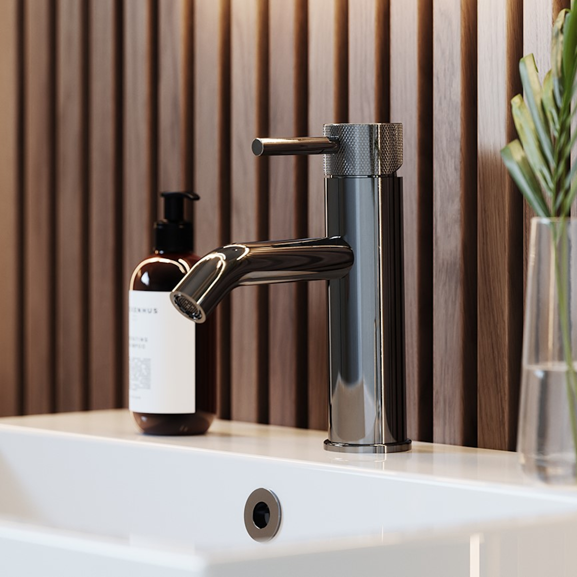 Cos Knurled Basin Mixer in Chrome Finish