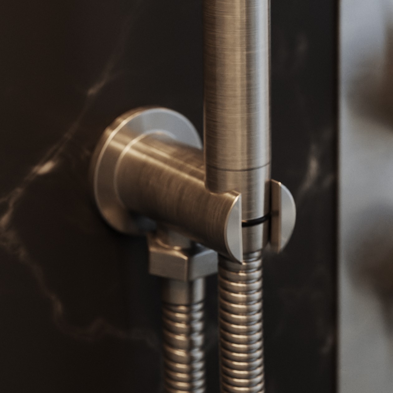 Saneux Cos Shower Outlet Elbow & Holder Brushed Nickel