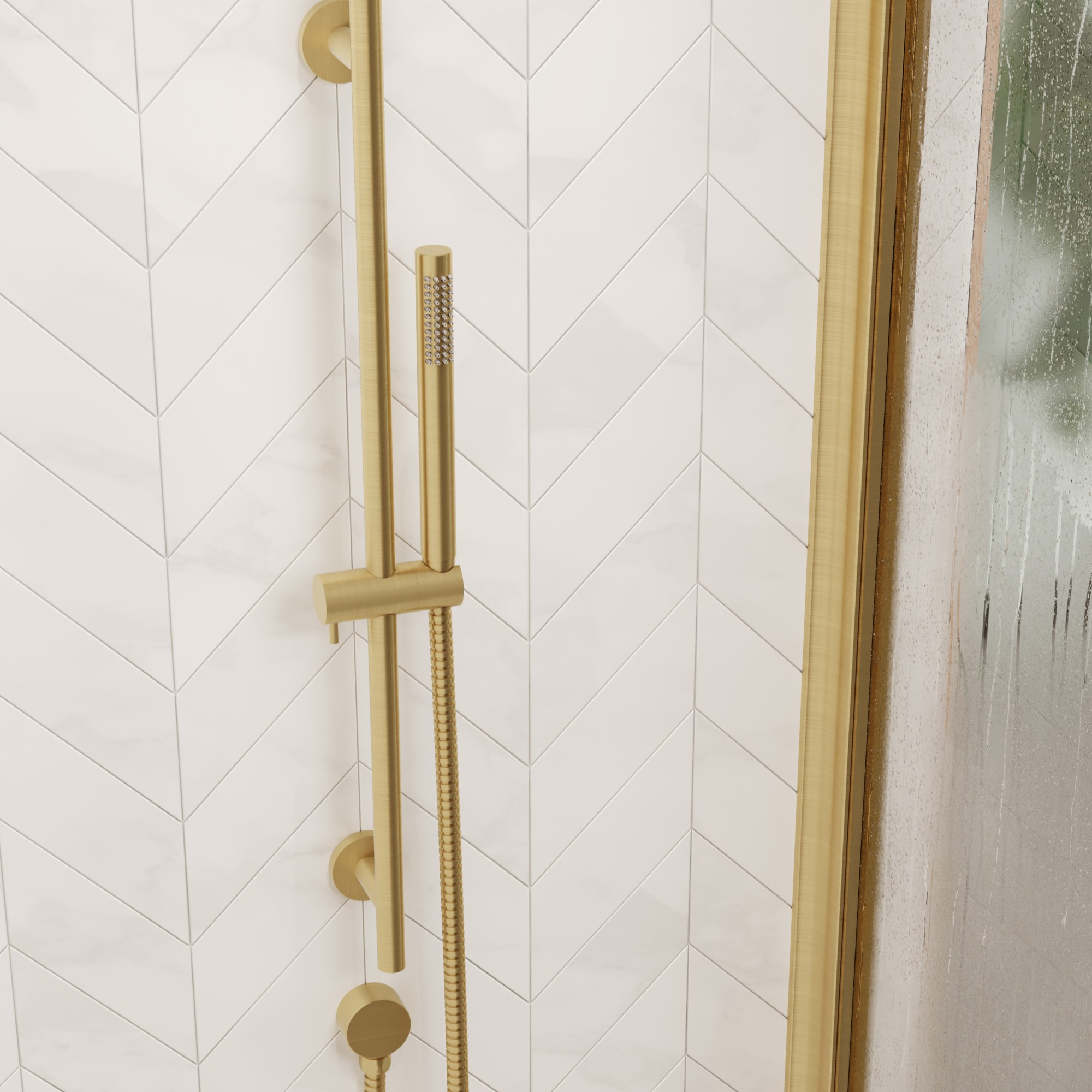 Saneux Cos Shower Set With Hose Brushed Brass