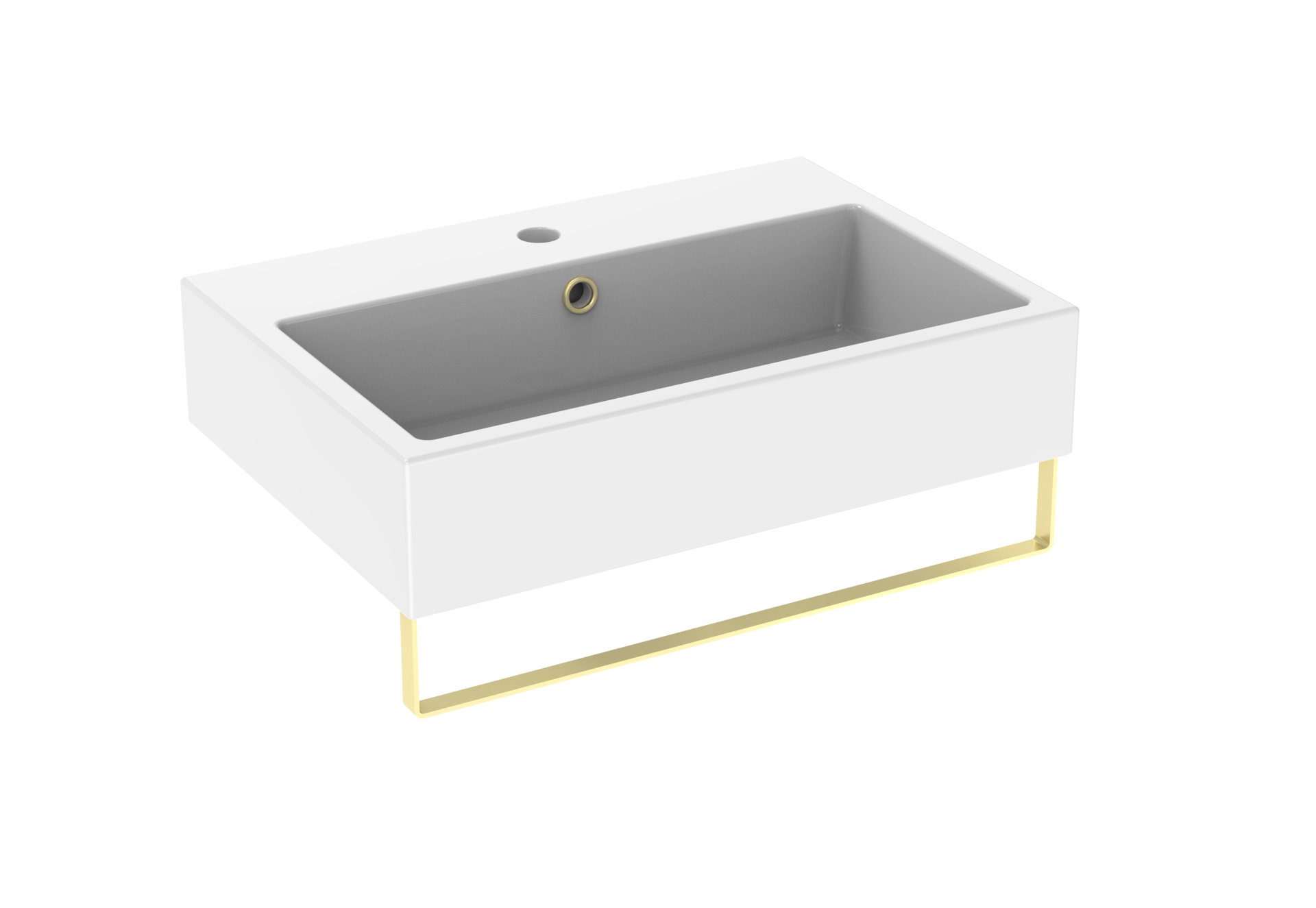 Matteo 60cm basin and brushed brass towel rails