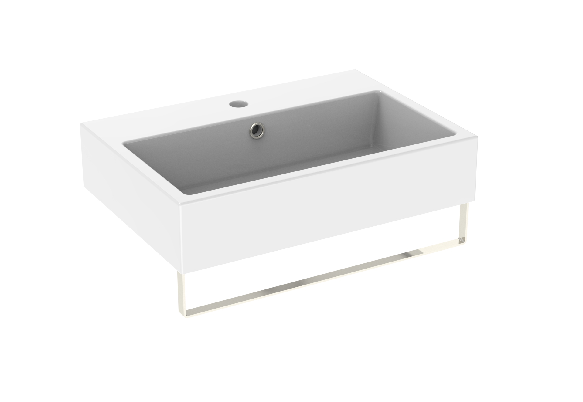 Matteo 60cm basin and brushed nickel towel rails