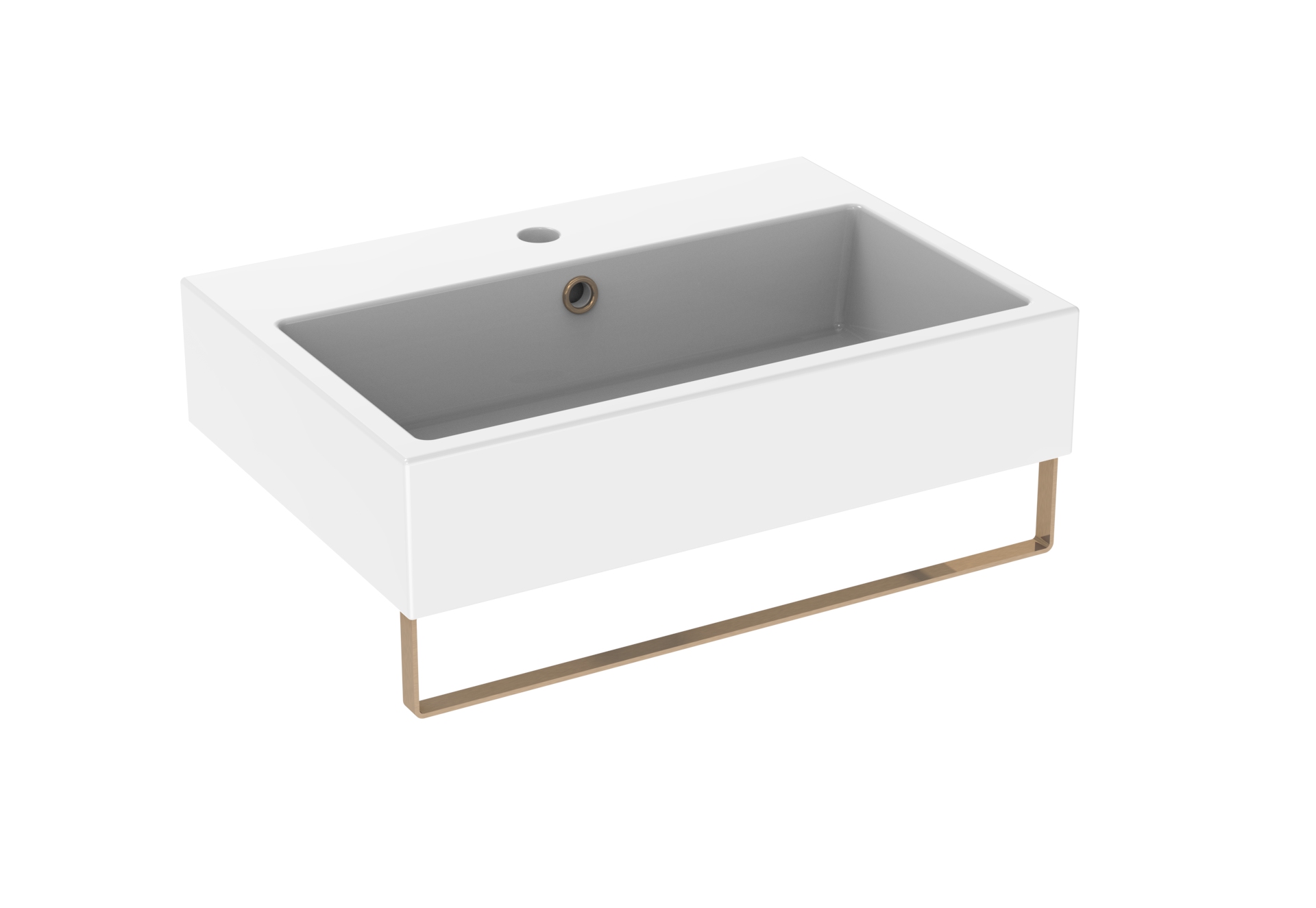 Matteo 60cm basin and brushed bronze towel rails